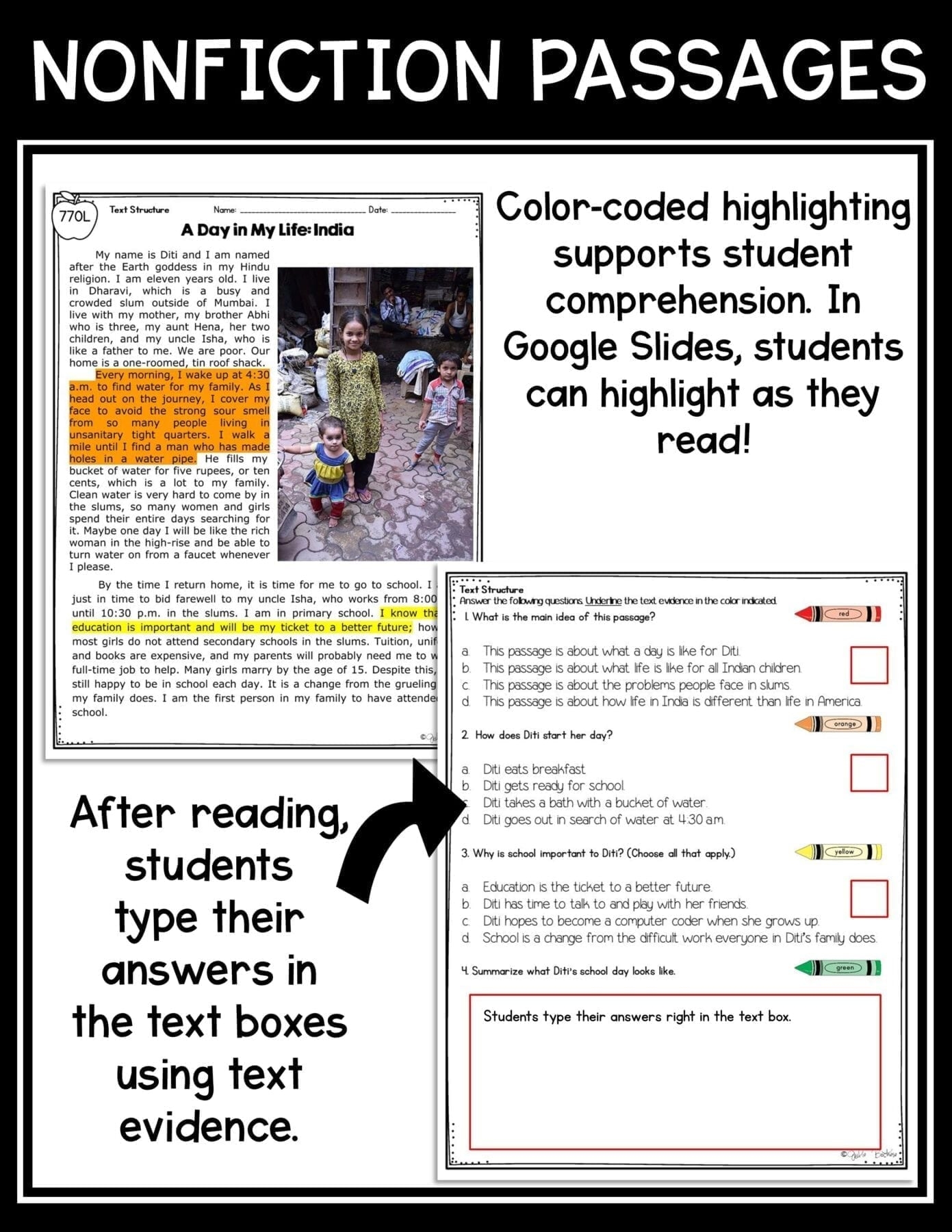 text structure worksheets