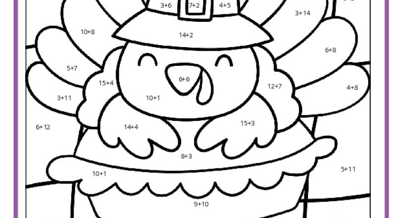 Thanksgiving Color By Number Pages K12 Math Worksheets