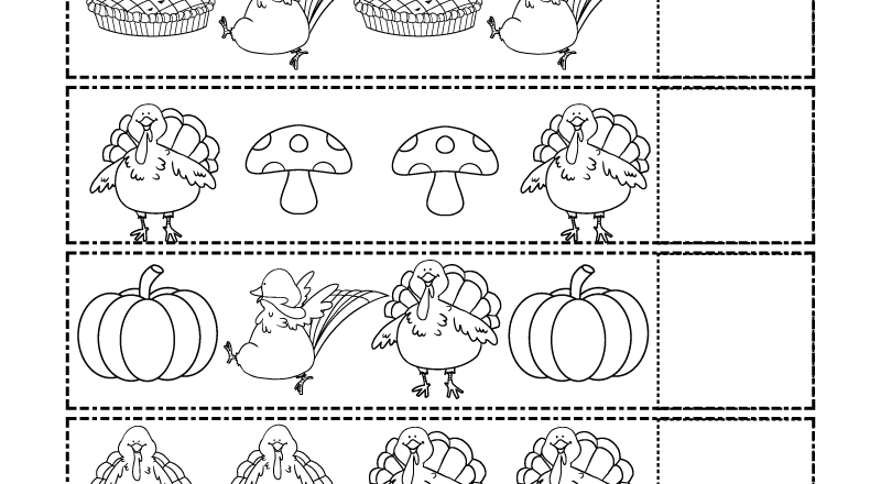 Thanksgiving Patterns Worksheet Free Printable Digital PDF