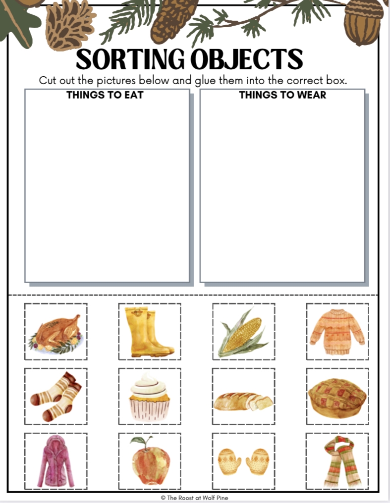 kindergarten worksheets thanksgiving