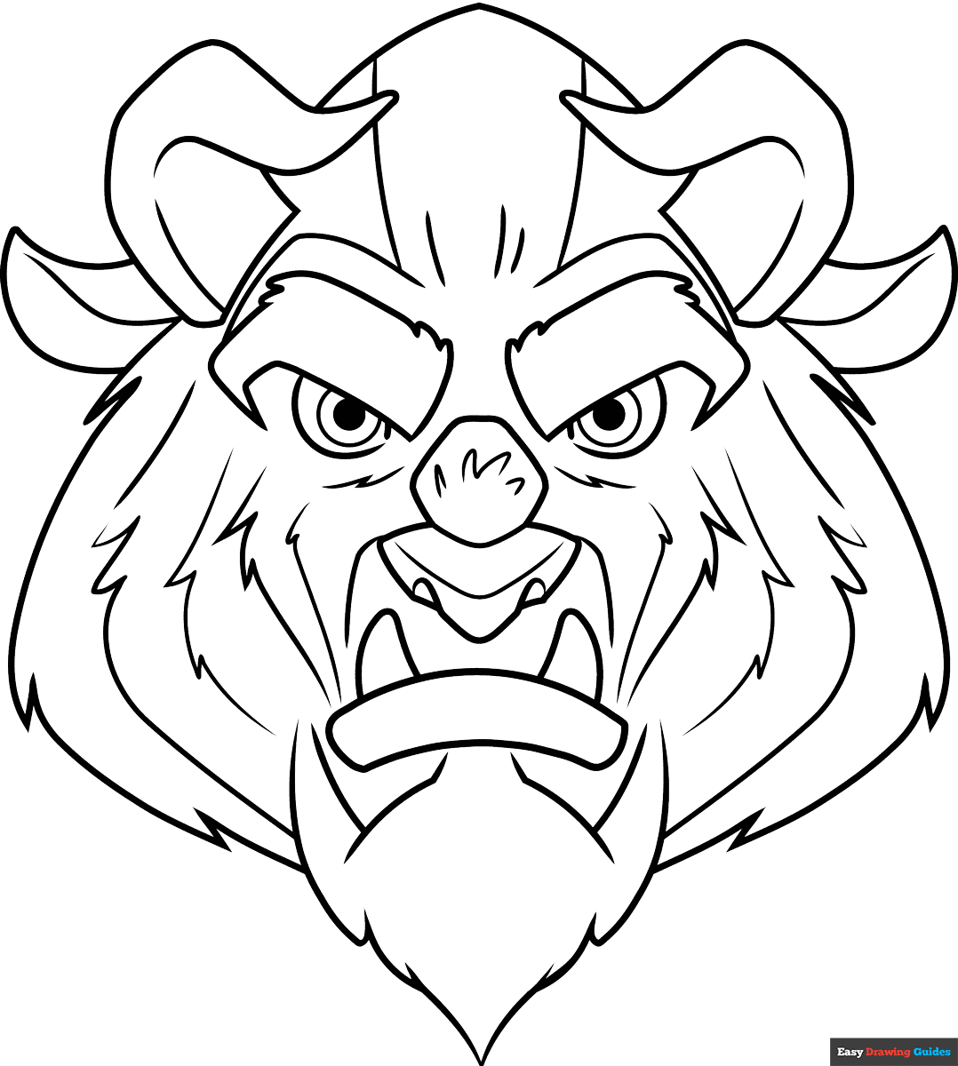 The Beast From Beauty And The Beast Coloring Page Easy Drawing Guides