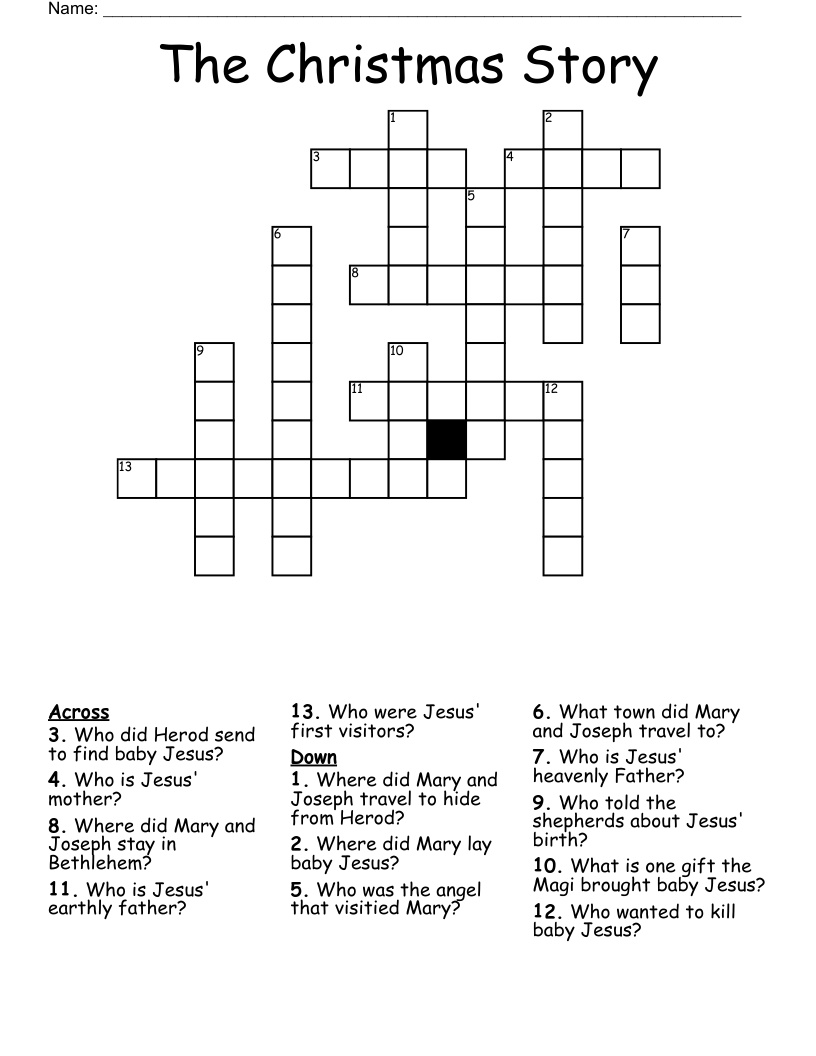 The Christmas Story Crossword WordMint