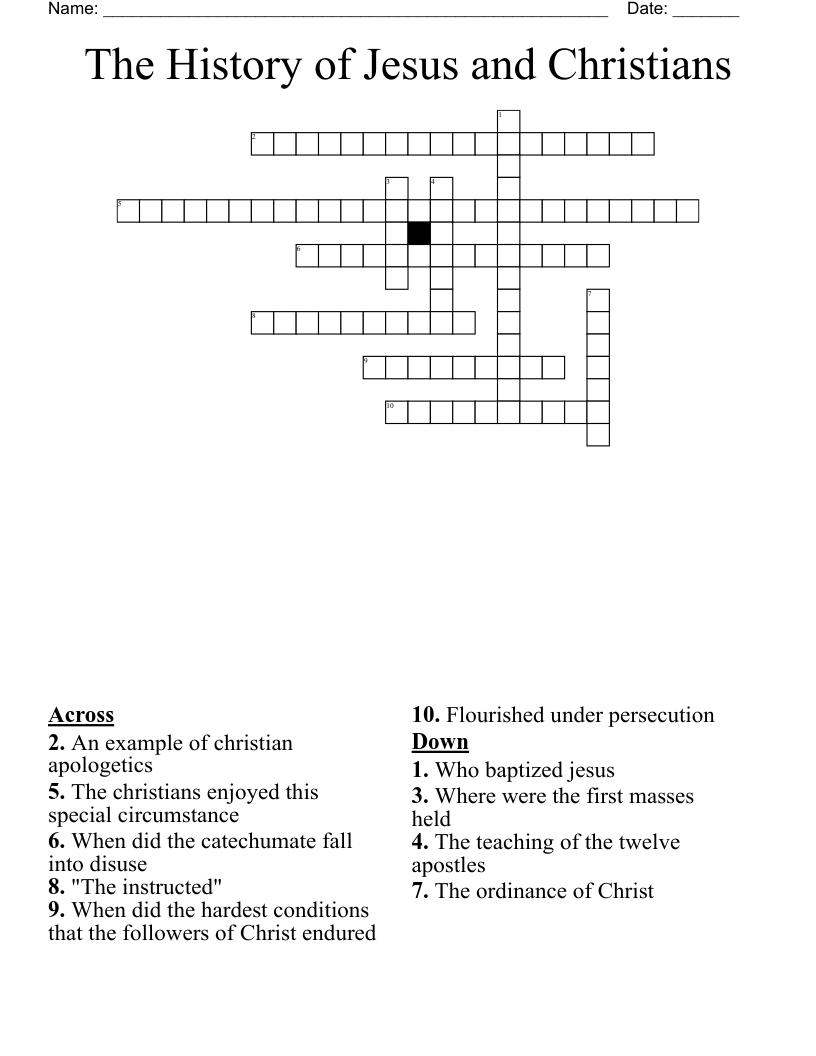 The History Of Jesus And Christians Crossword WordMint