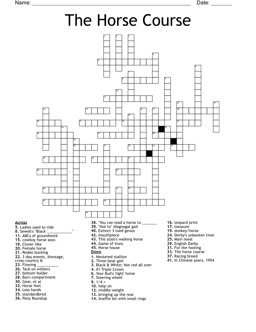 The Horse Course Crossword WordMint The Horse Course Crossword WordMint