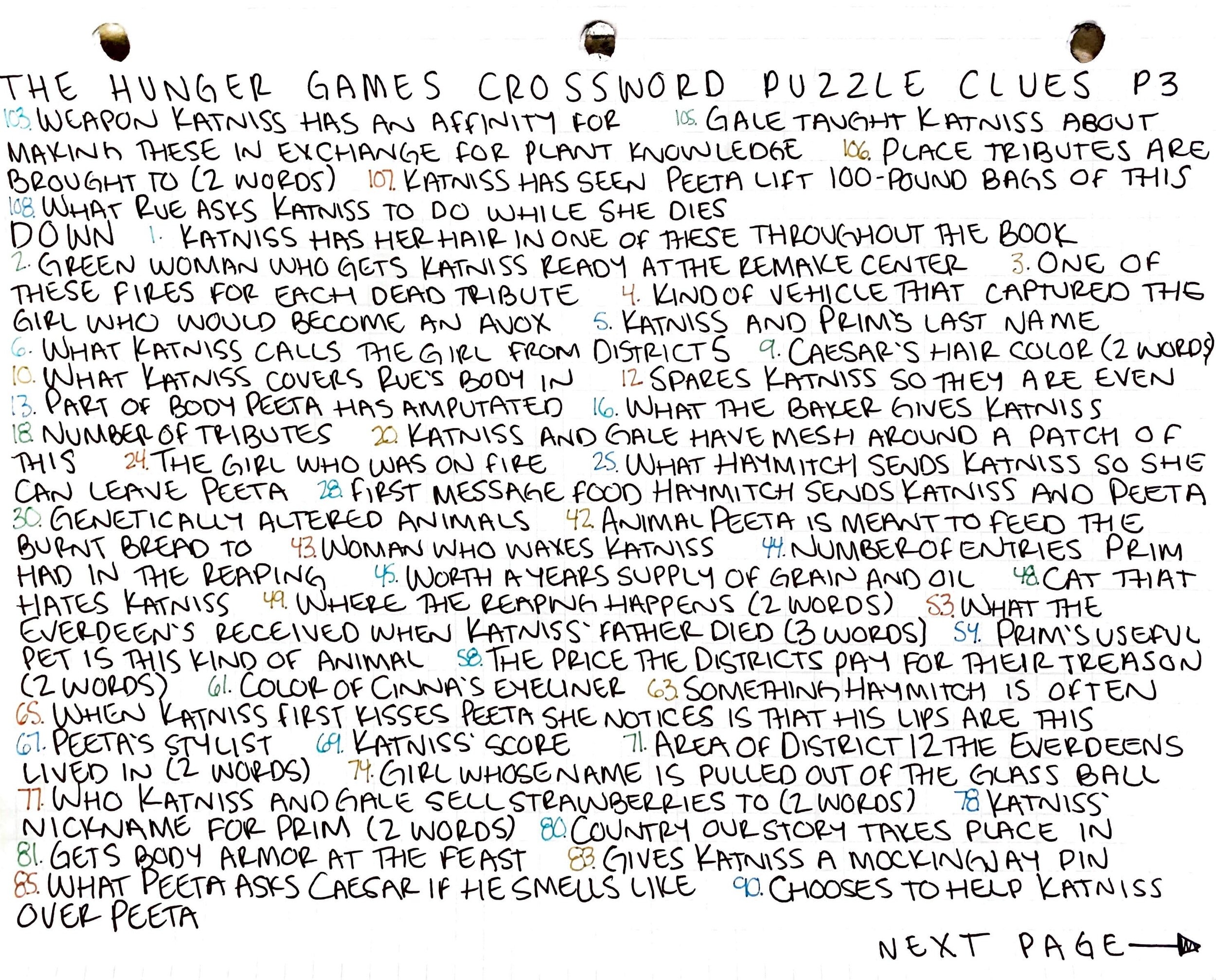 The Hunger Games Crossword Puzzle Bayley Reads Books