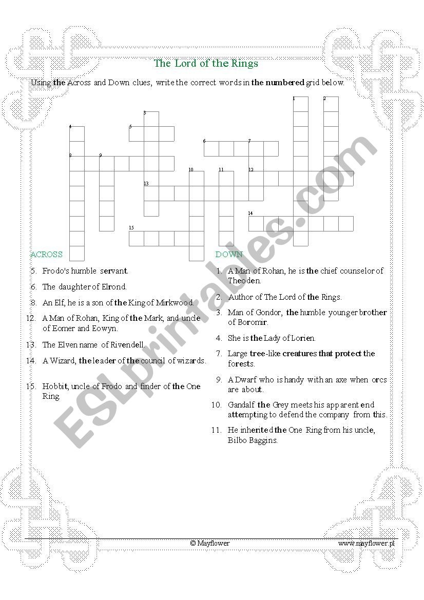 like frodo at the end crossword
