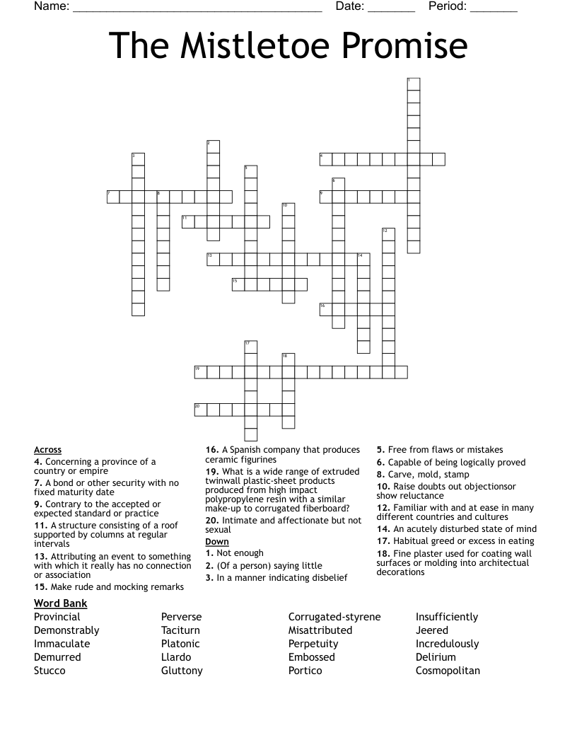 The Mistletoe Promise Crossword WordMint