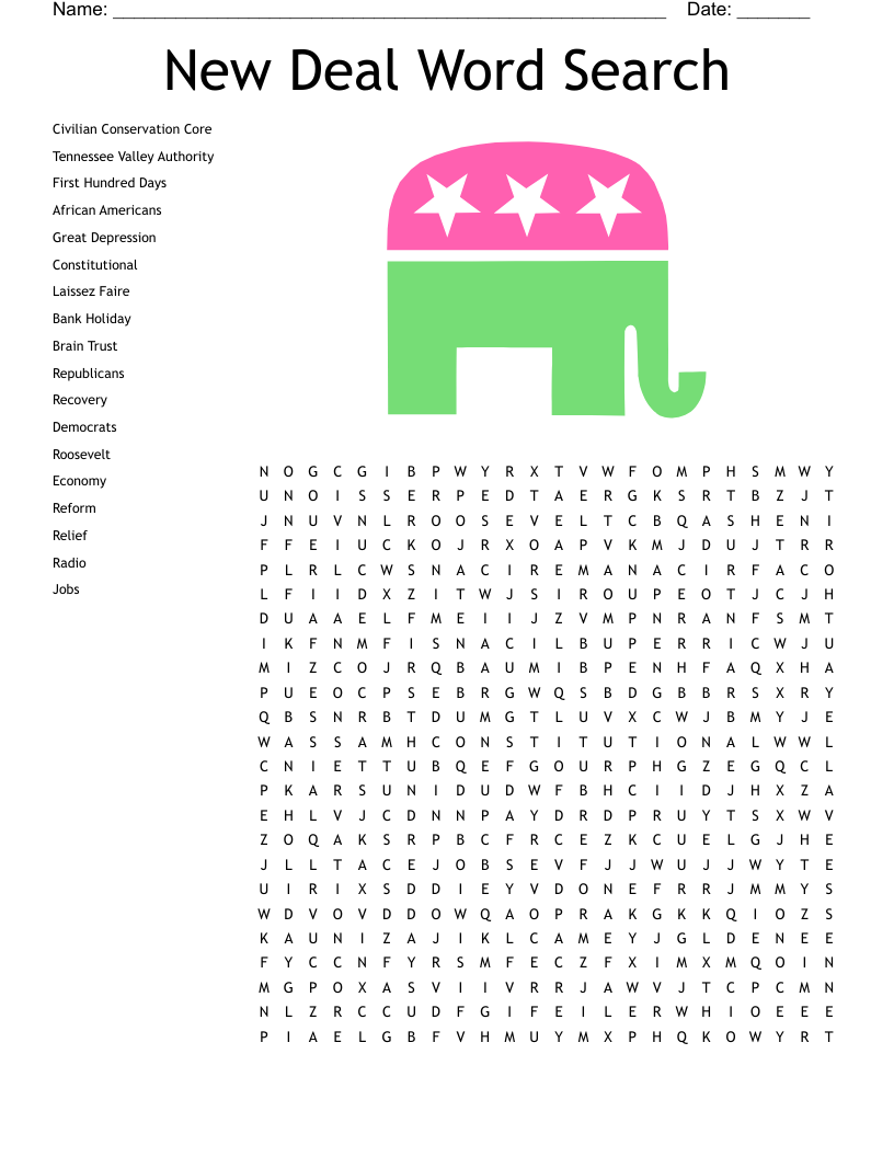 The New Deal Crossword WordMint The New Deal Crossword WordMint