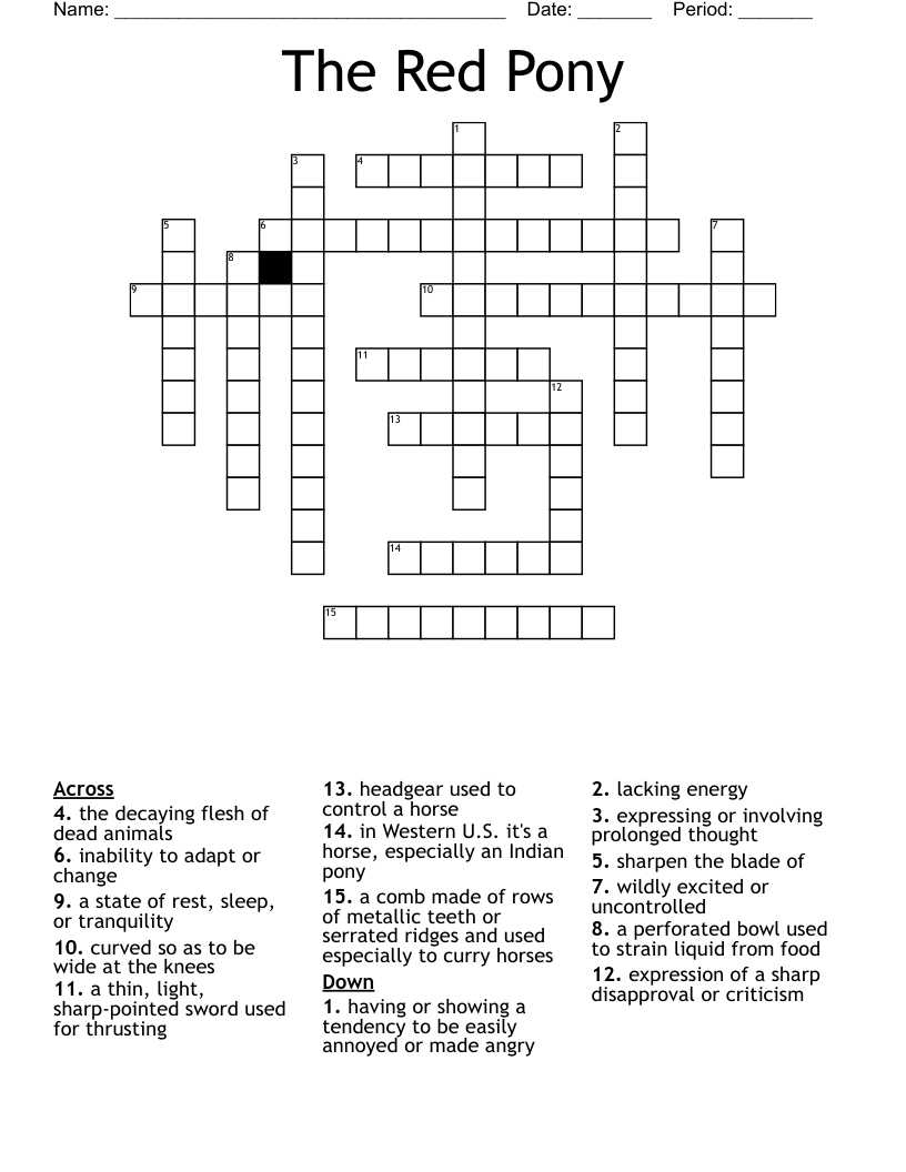 The Red Pony Crossword WordMint