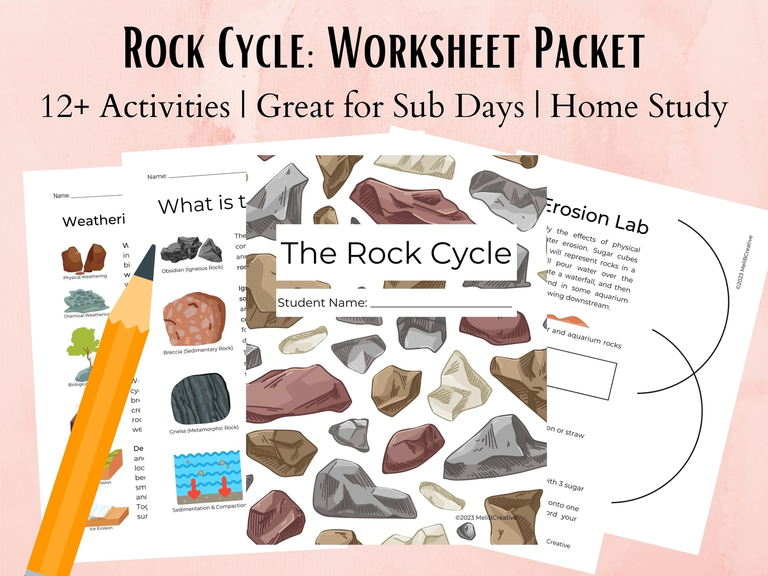 The Rock Cycle Science Worksheet Packet For Middle School Science Class Homeschool Curriculum Earth Science Teacher Sub Plan Printable Etsy