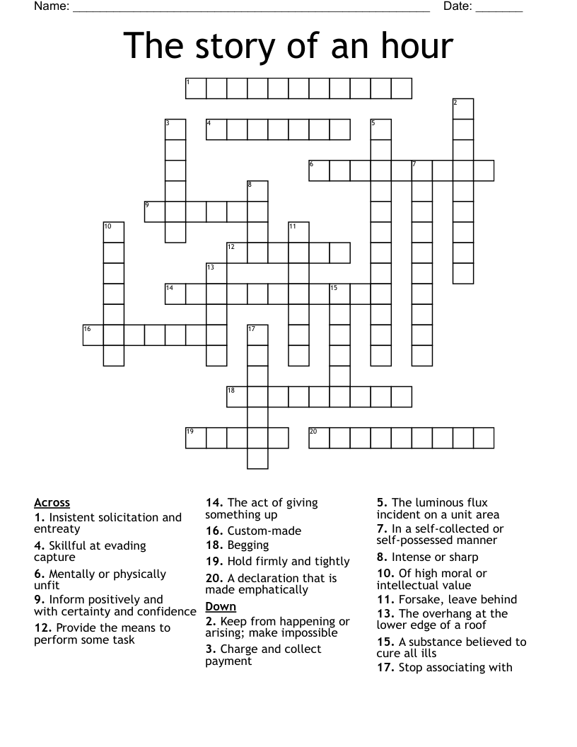 The Story Of An Hour Crossword WordMint The Story Of An Hour Crossword WordMint