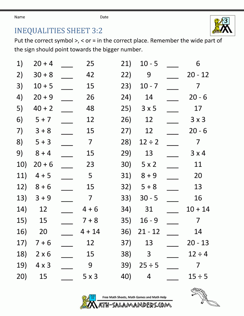 Third Grade Math Practice Rounding Inequalities And Multiples