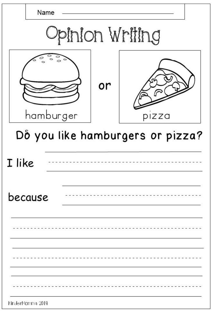 This Is A Free Opinion Writing Worksheet For Kindergarten And First Grade Students Choose Between A Hamburger And Pizza It Is Easy To Download Instantly This Is A Free Opinion Writing Worksheet For Kindergarten And First Grade Students Choose Between A Hamburger And Pizza It Is Easy To Download Instantly