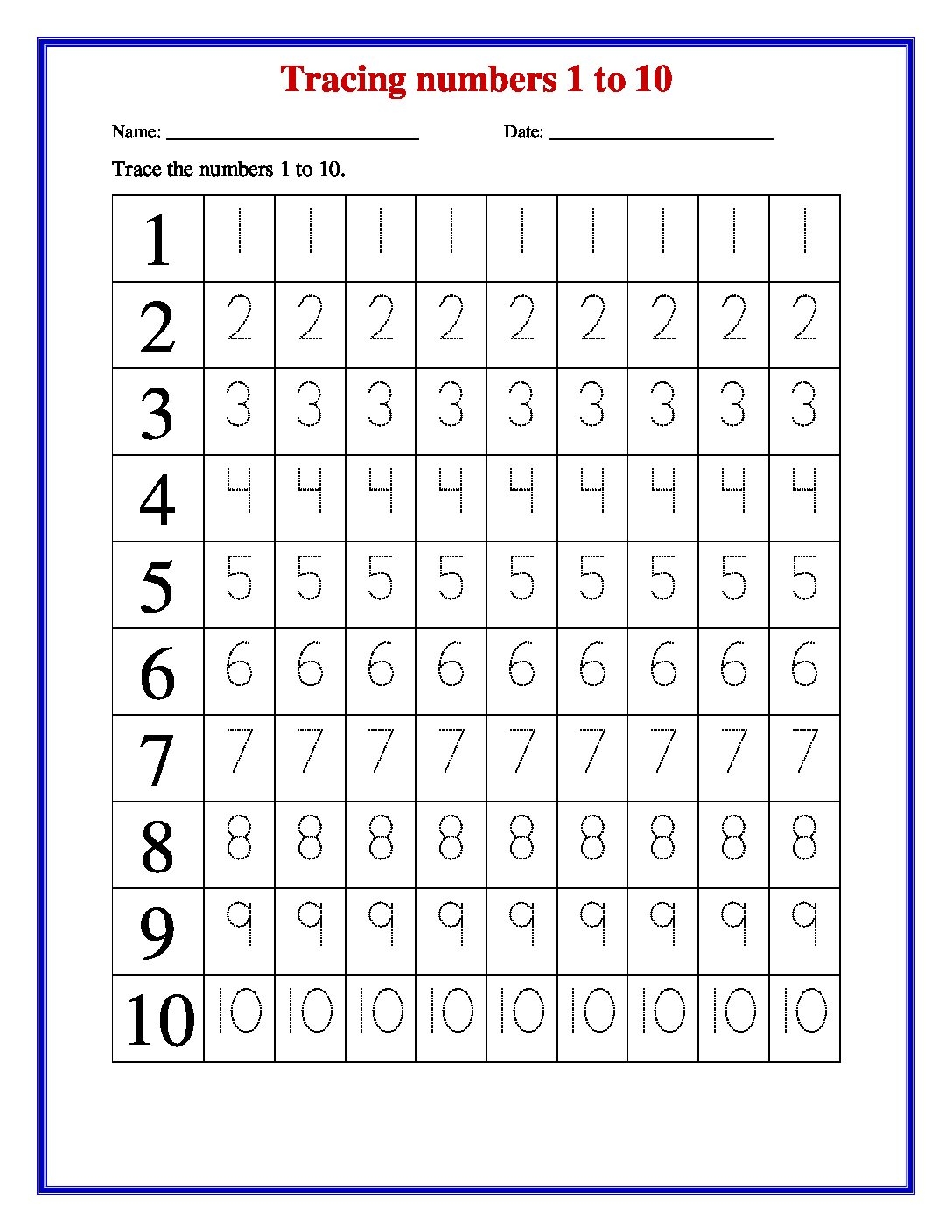 traceable number worksheets