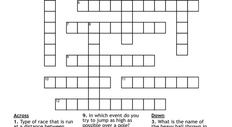 Track And Field Crossword WordMint