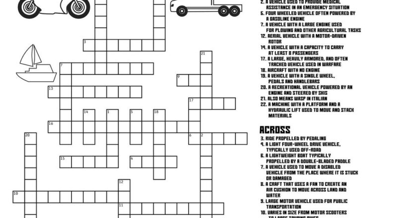 Transport Crossword Puzzle Beeloo Printable Crafts And Activities For Kids