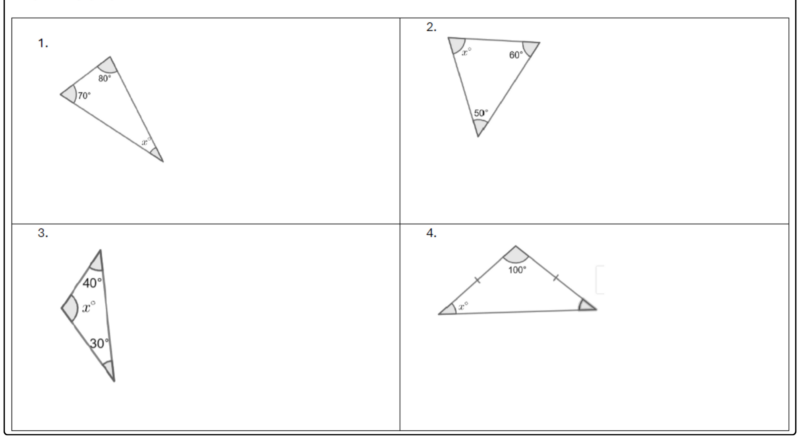 Triangle Angle Sum Theorem Worksheet with Solutions Teaching Resources