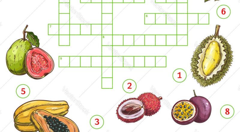 Tropical Fruit Crossword Puzzle Worksheet Royalty Free Vector VectorStock