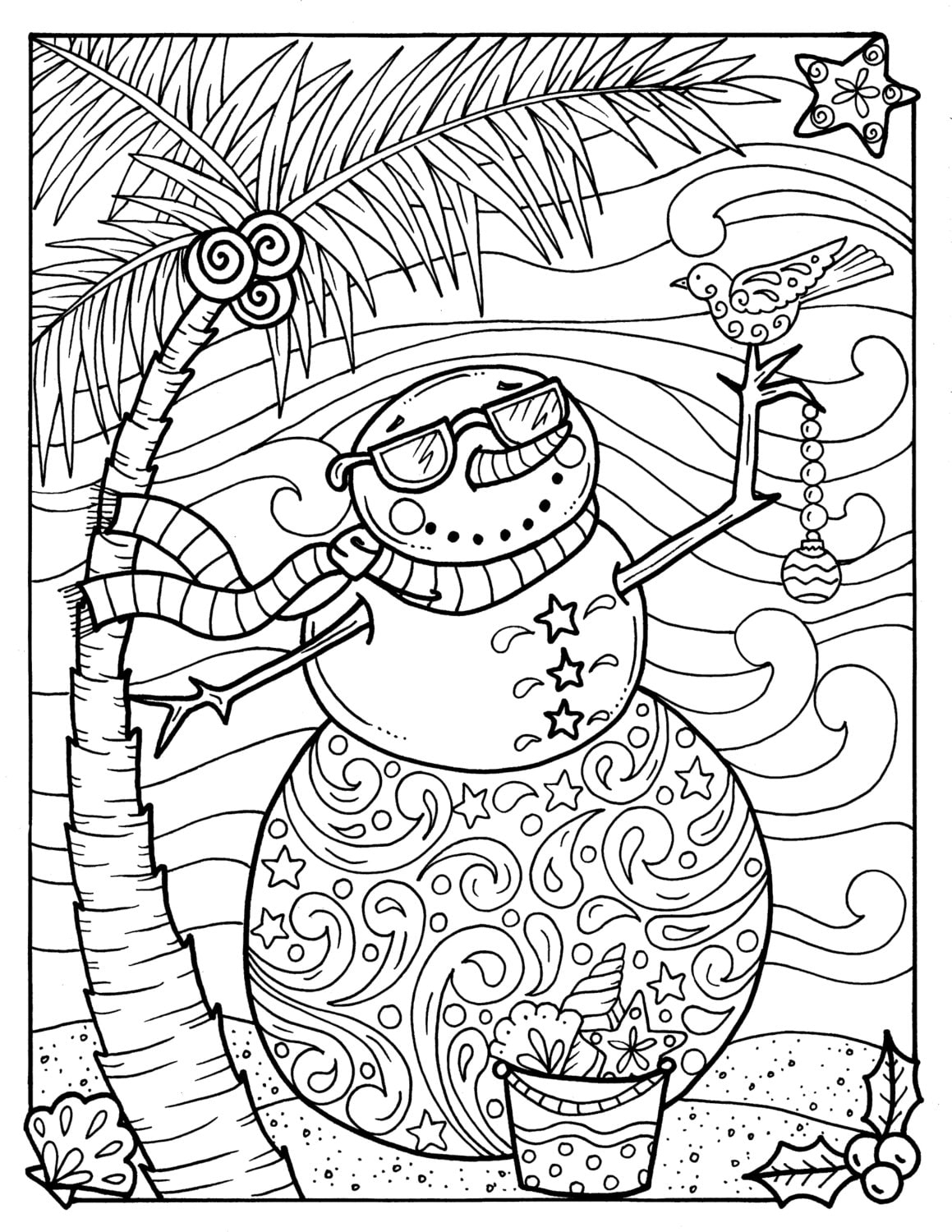 Tropical Snowman Coloring Page Adult Coloring Beach Holidays Coloring Books Etsy Tropical Snowman Coloring Page Adult Coloring Beach Holidays Coloring Books Etsy