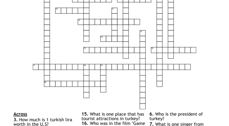 Turkey Crossword WordMint