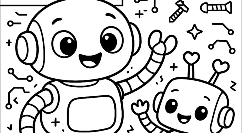 Two Robots In The Garage Robot Coloring Pages