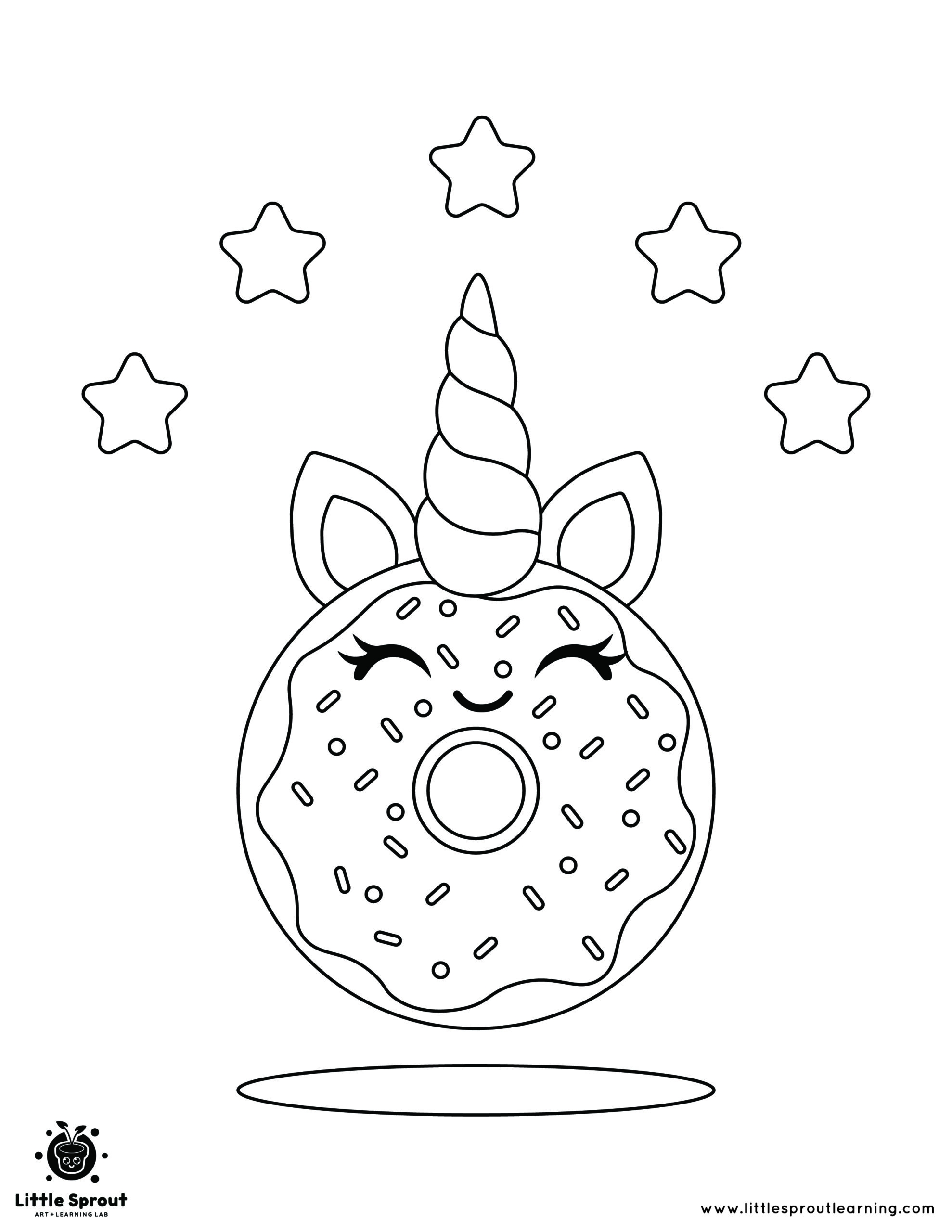 Unicorn Donut Coloring Page Little Sprout Art Learning Lab Unicorn Donut Coloring Page Little Sprout Art Learning Lab
