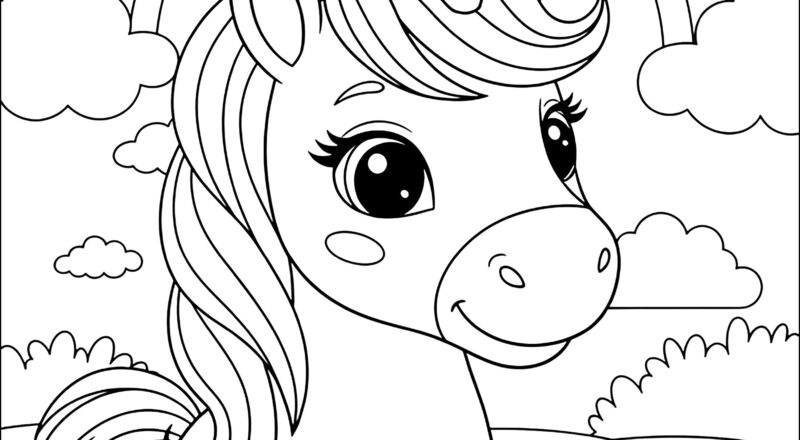 Unicorn Under A Rainbow Unicorn Coloring Pages