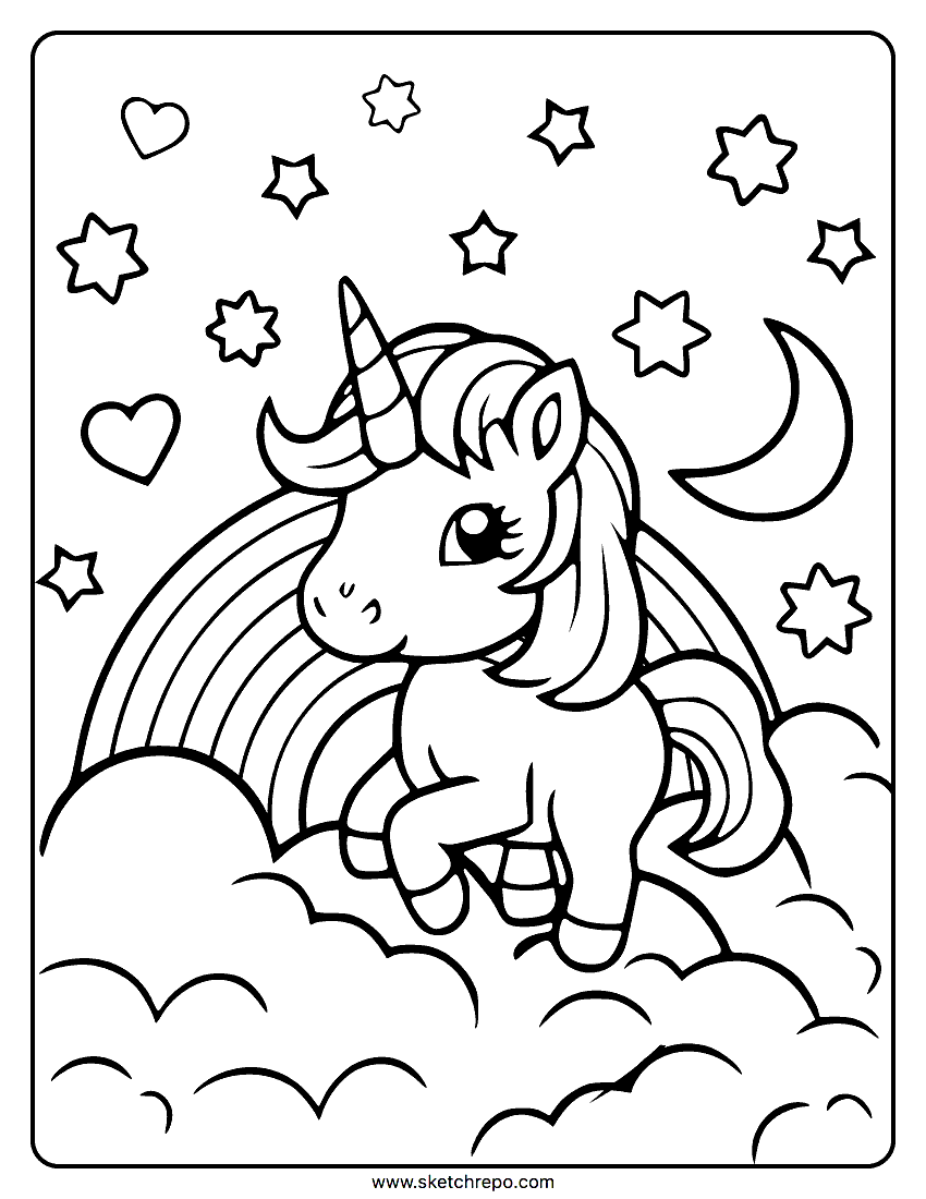 unicorn rainbow coloring pages