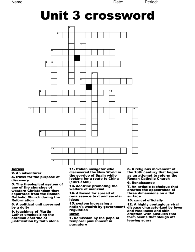 Unit 3 Crossword WordMint Unit 3 Crossword WordMint