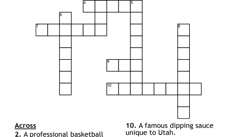 Utah Crossword Puzzle WordMint