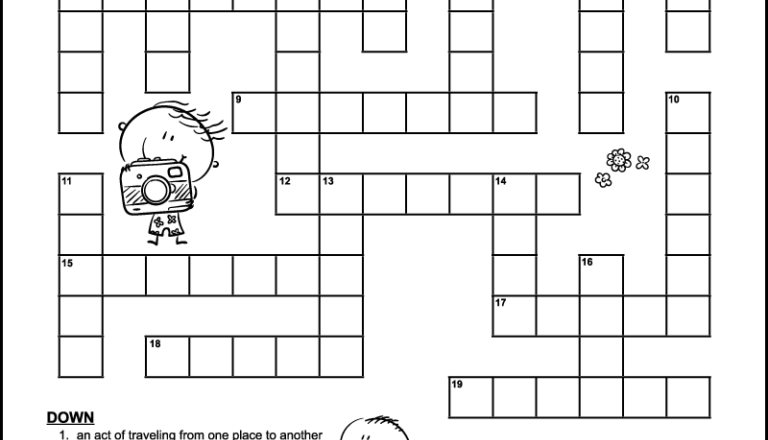 Vacation Crossword Puzzles Tree Valley Academy