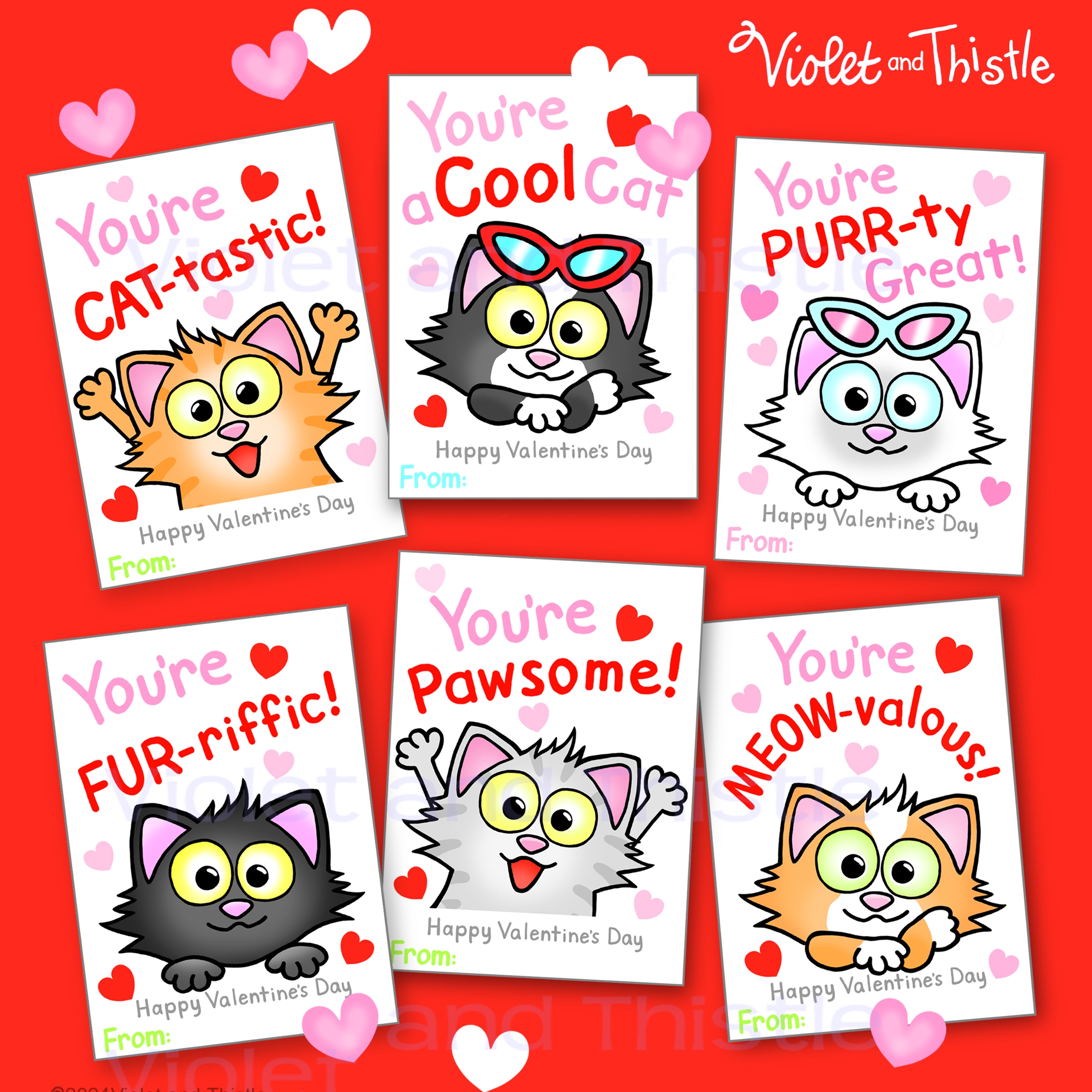 Valentine Day Cards Printable From Teacher To Students Cats Classroom Cards Kids Pass Out Fun Saying Made By Teachers