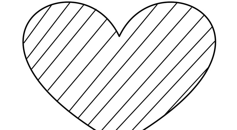 Valentine s Day Striped Big Heart Coloring Page Etsy