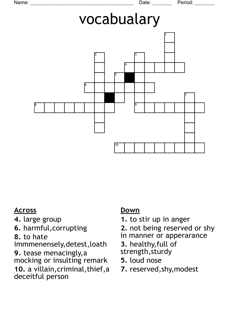 Vocabualary Crossword WordMint