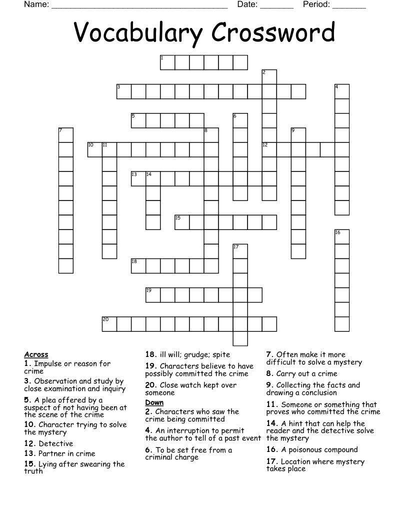 Vocabulary Crossword WordMint Vocabulary Crossword WordMint