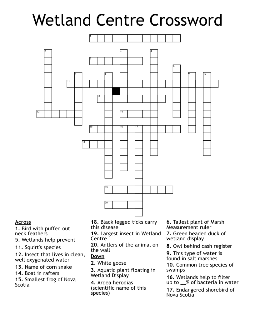 Wetland Centre Crossword WordMint Wetland Centre Crossword WordMint