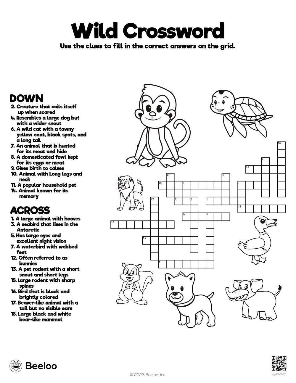 Wild Crossword Beeloo Printable Crafts And Activities For Kids Wild Crossword Beeloo Printable Crafts And Activities For Kids