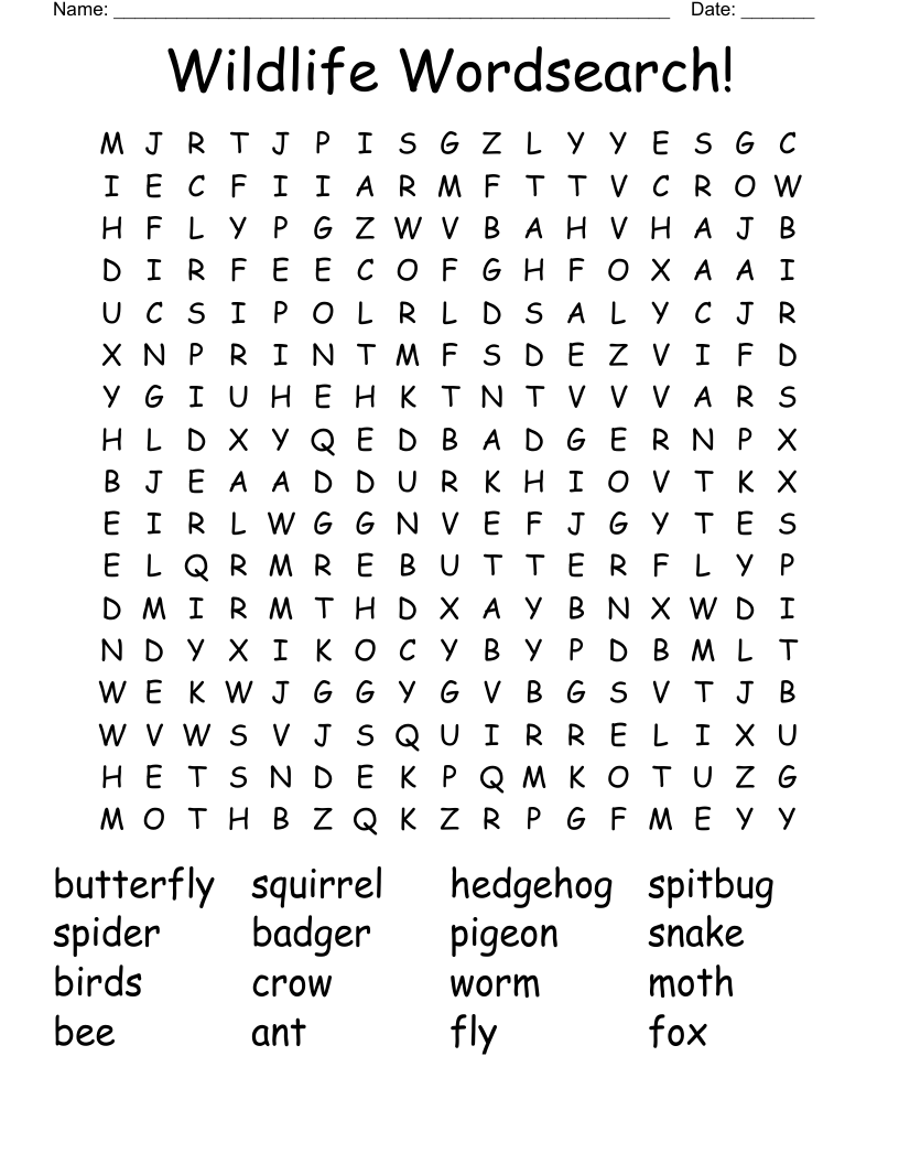 free printable word search animals spanish