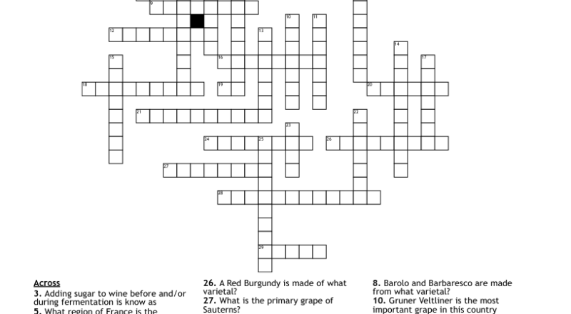 Wine Crossword WordMint