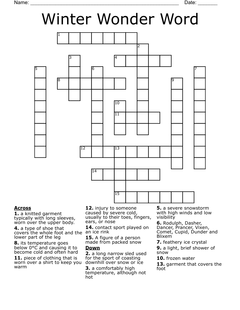 Winter Wonder Word Crossword WordMint Winter Wonder Word Crossword WordMint