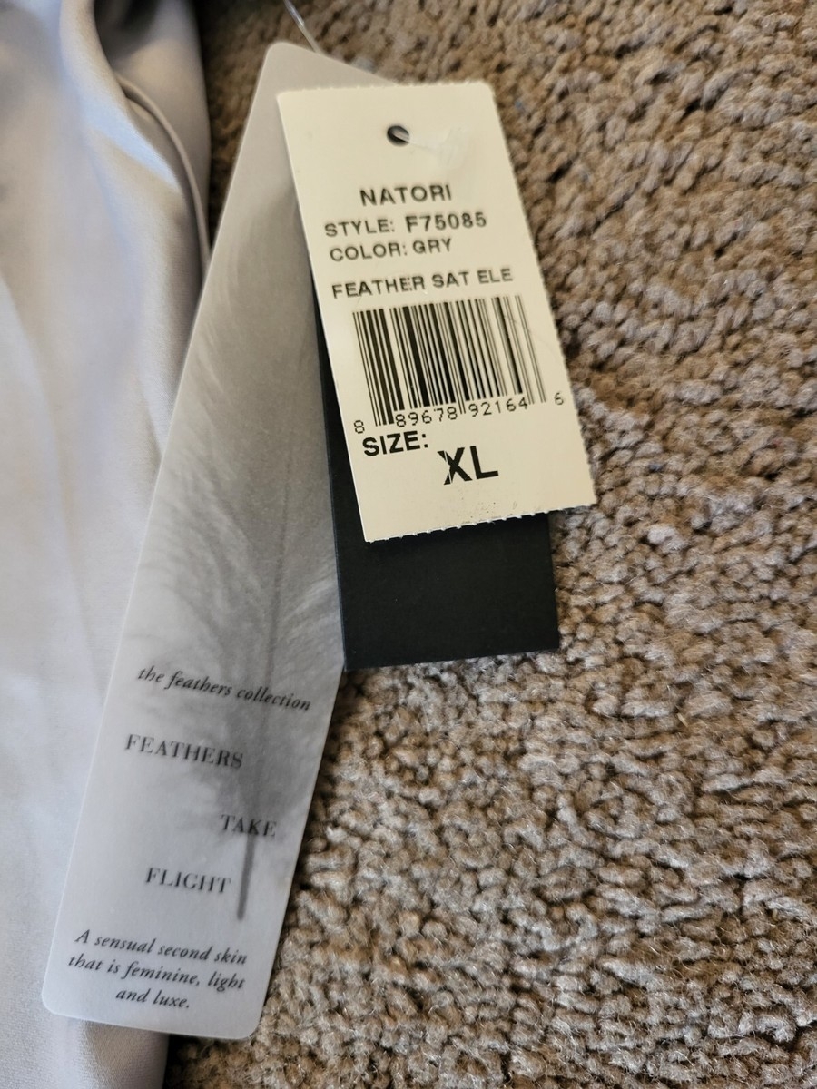 Women s Natori Feathers Satin Elements Top Shirt Blouse Gray Size XL NEW EBay