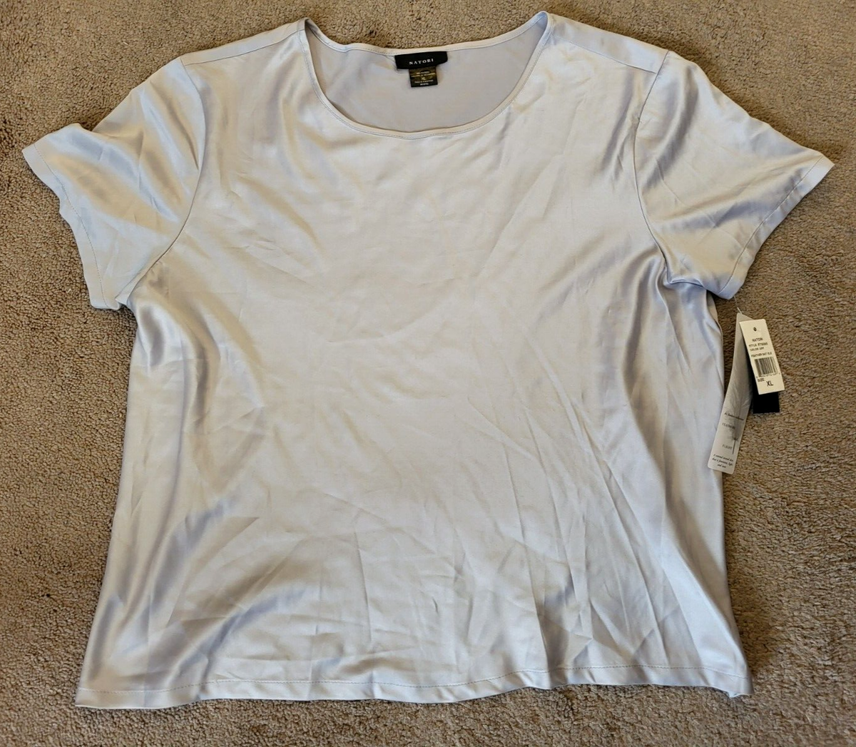 Women s Natori Feathers Satin Elements Top Shirt Blouse Gray Size XL NEW EBay