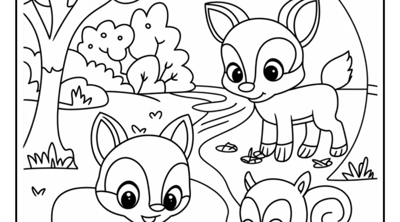 Woodland Animals Coloring Pages 4 Free Printable Pages Cute Animals Coloring Pages