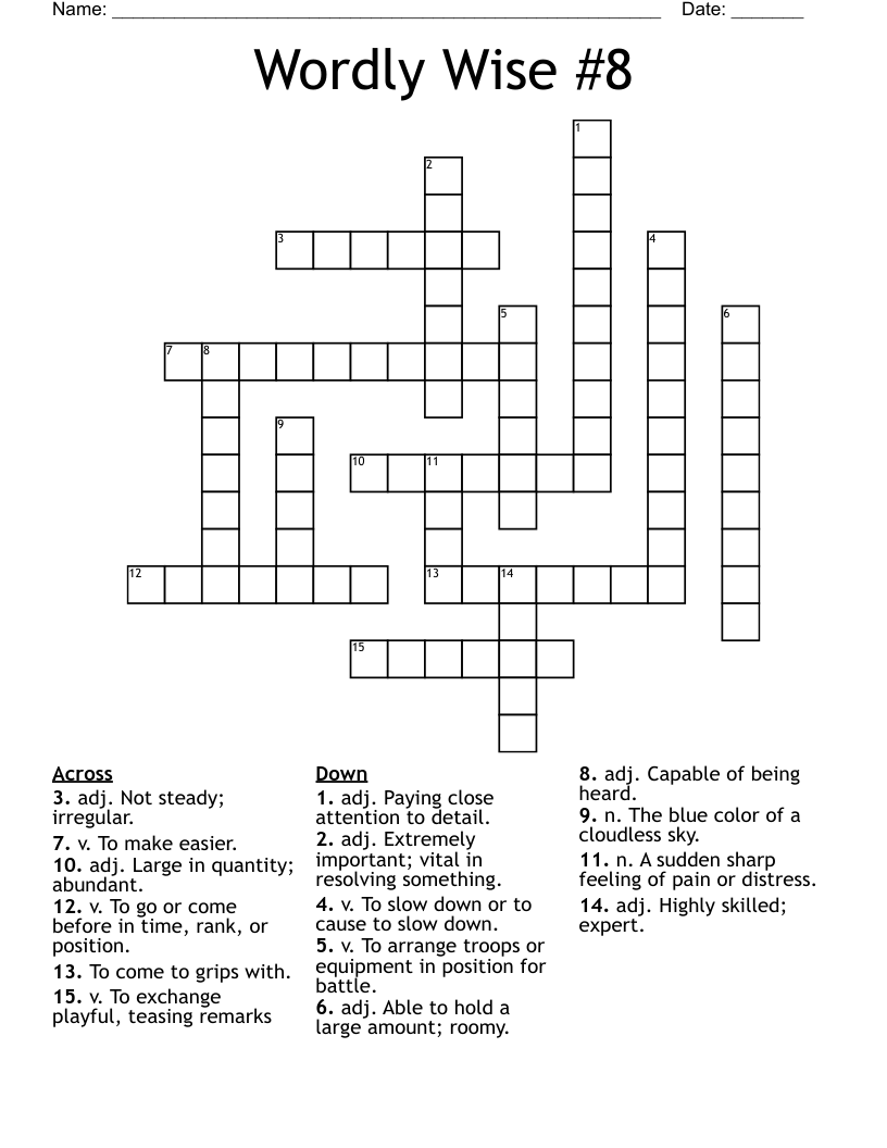 Wordly Wise 8 Crossword WordMint