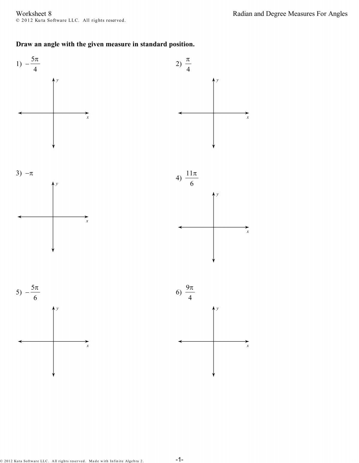 Worksheet 8 Radian And Degree Measures For Angles Draw An Worksheet 8 Radian And Degree Measures For Angles Draw An