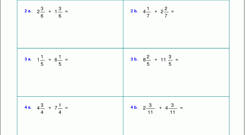 Worksheets For Fraction Addition