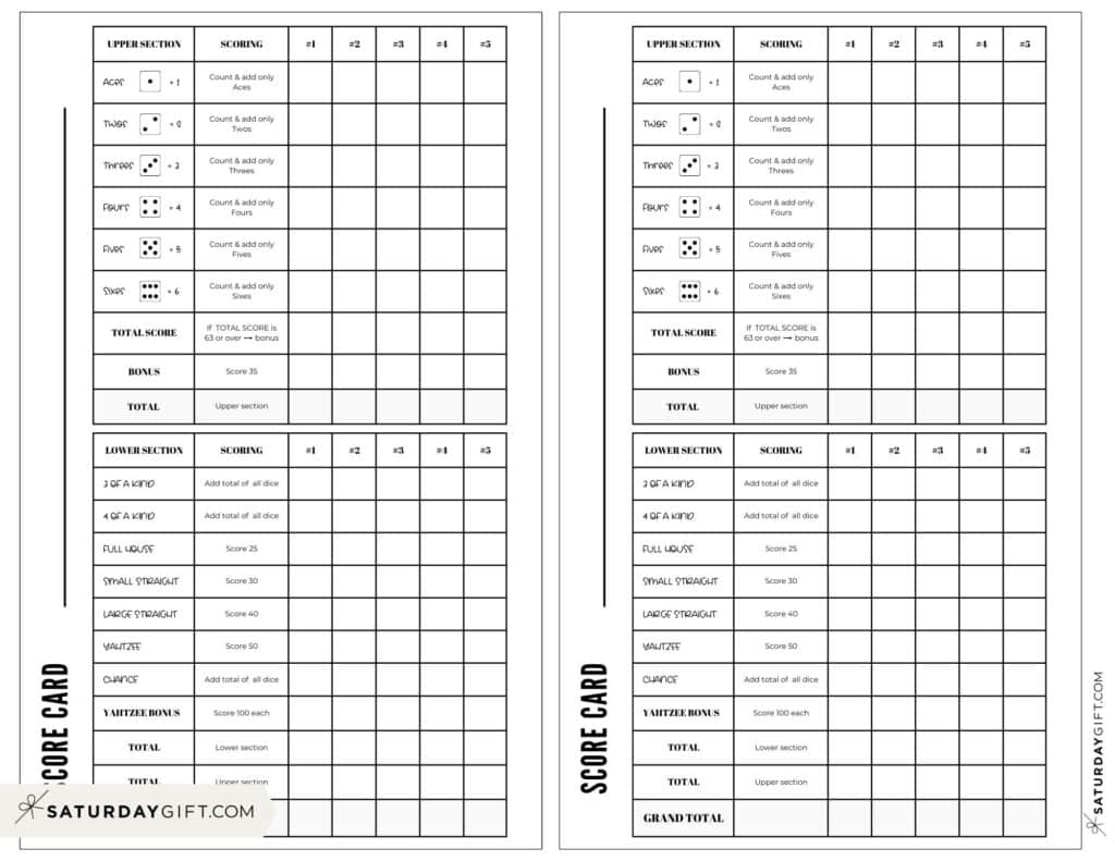 yahtzee score card printable yahtzee score card printable
