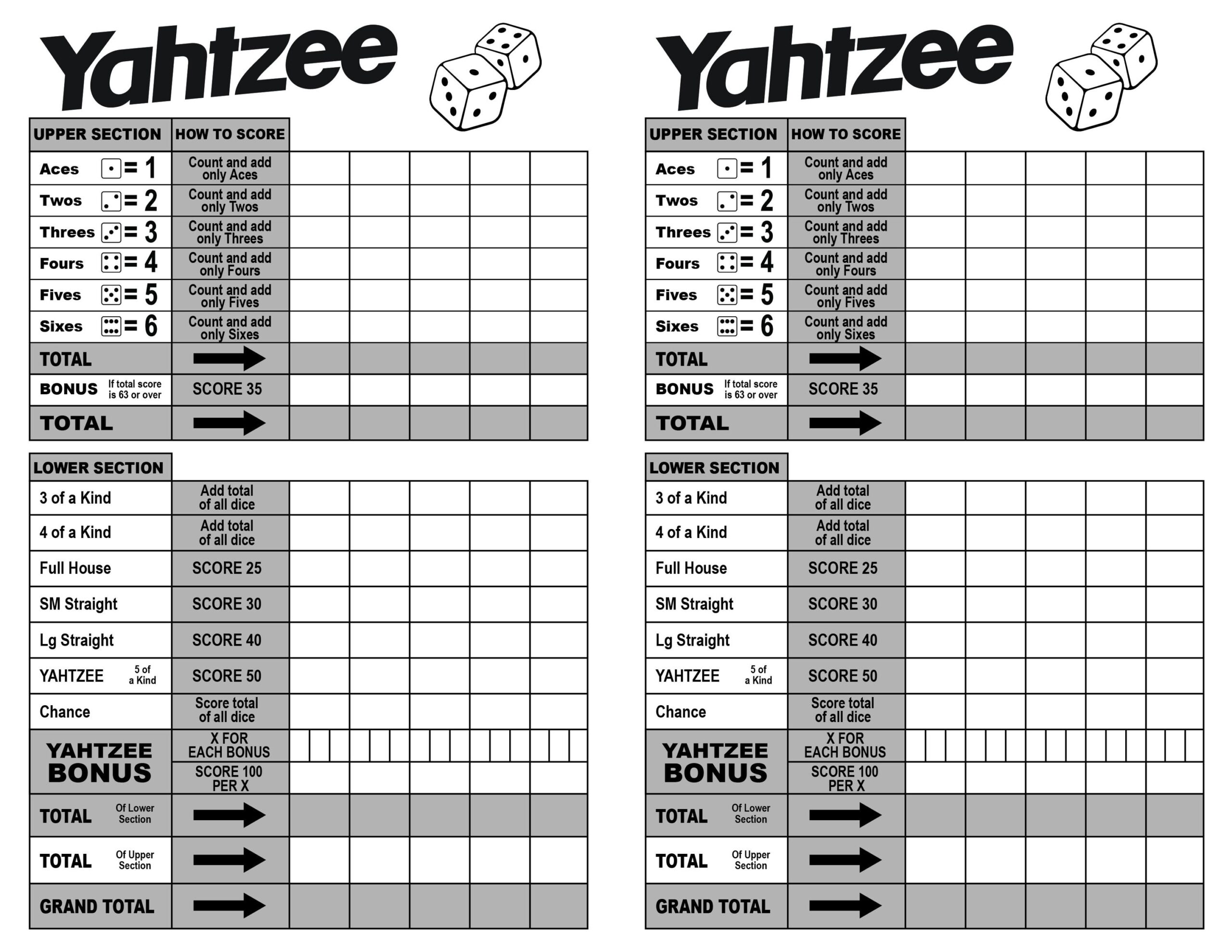 Yahtzee Score Sheet Pdf Etsy Yahtzee Score Sheet Pdf Etsy