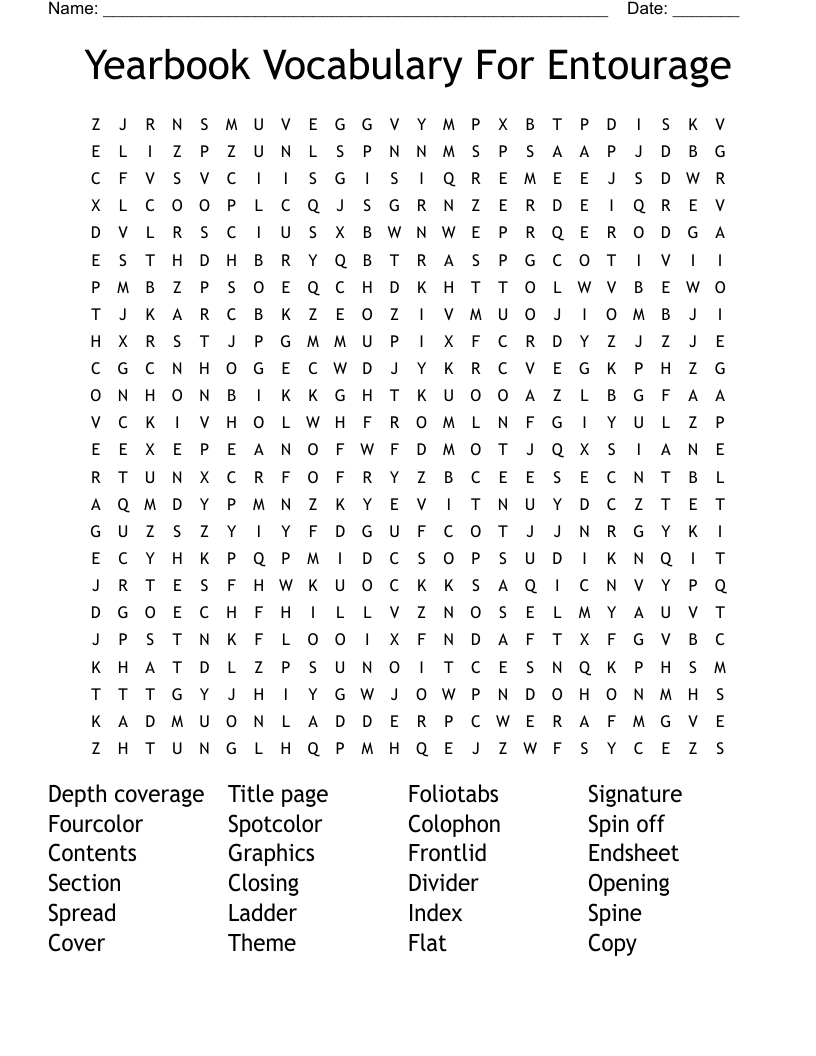 Yearbook Vocabulary For Entourage Word Search WordMint Yearbook Vocabulary For Entourage Word Search WordMint