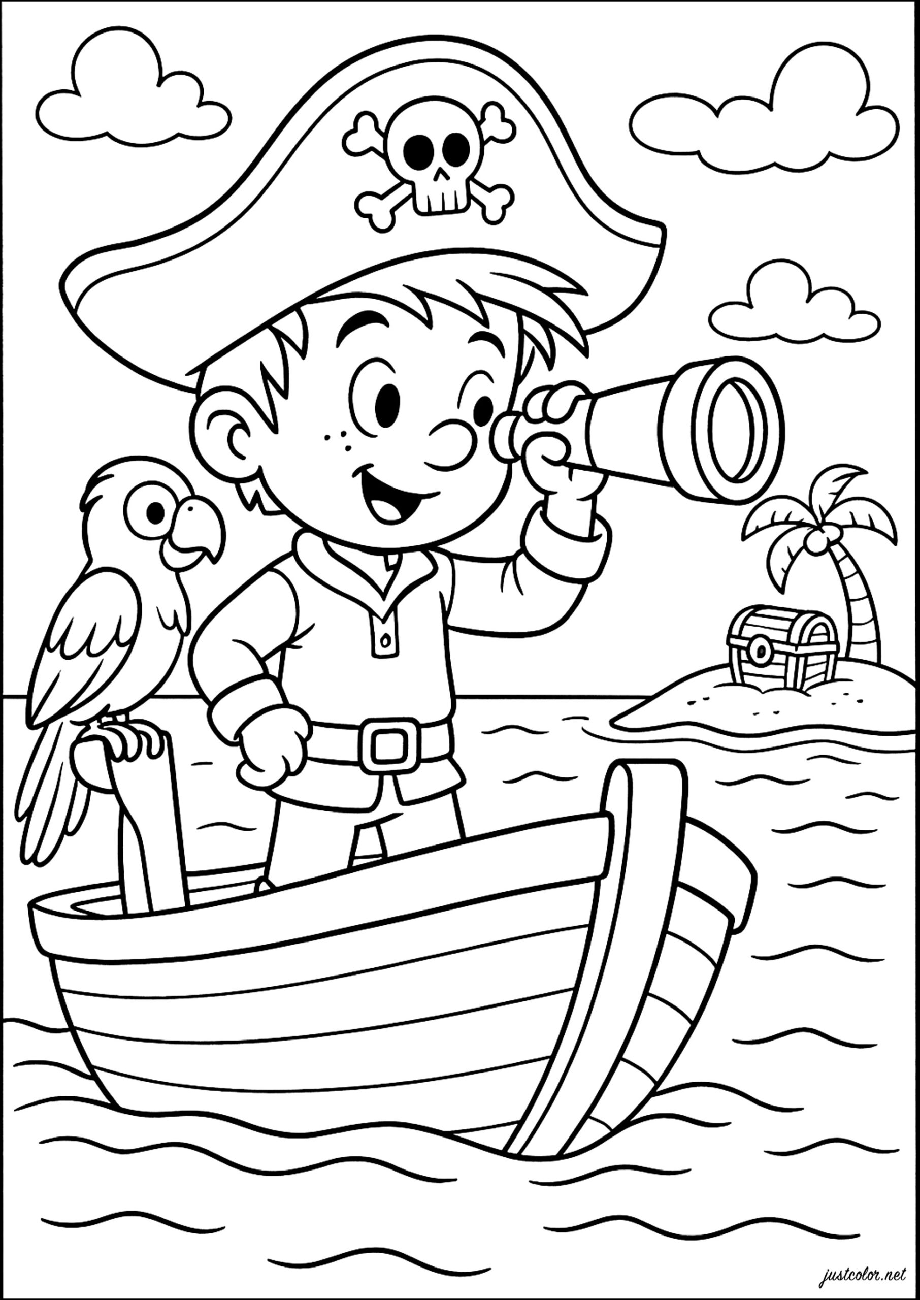 Young Pirate And His Parrot Pirate Coloring Pages Young Pirate And His Parrot Pirate Coloring Pages